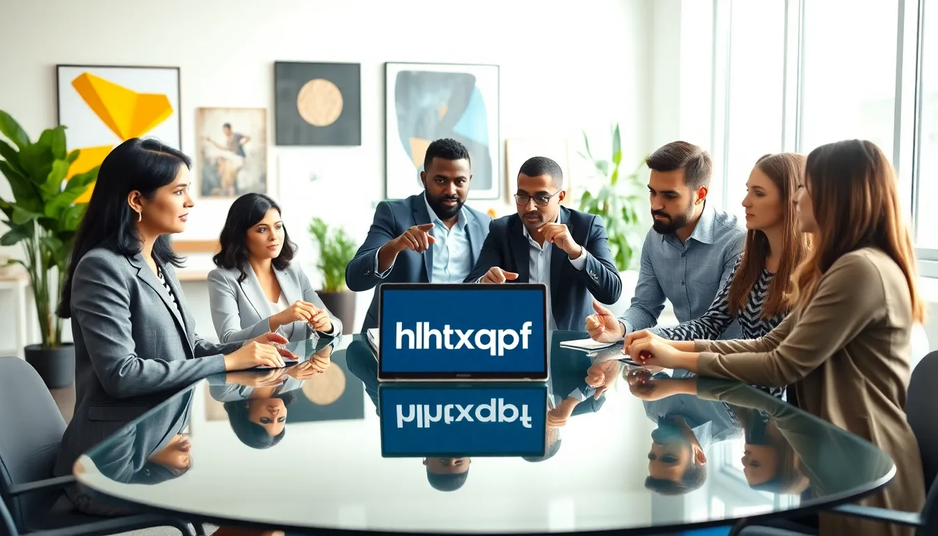 diverse professionals discussing the concept dhxhqpf in a modern office.